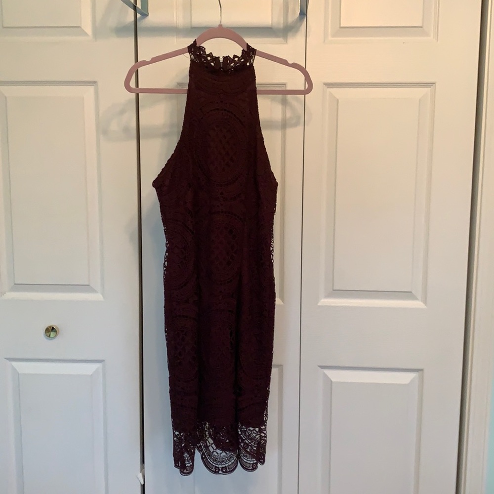 Purple Eyelet Lace Midi Dress